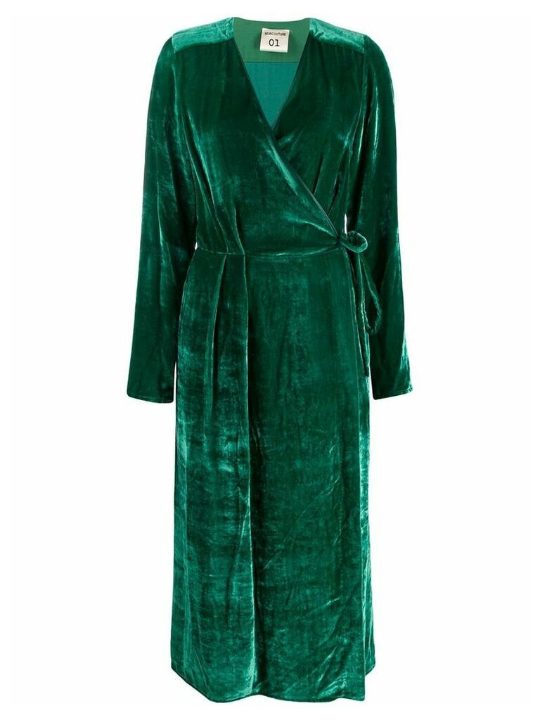 Semicouture V-neck silk wrap dress - Green