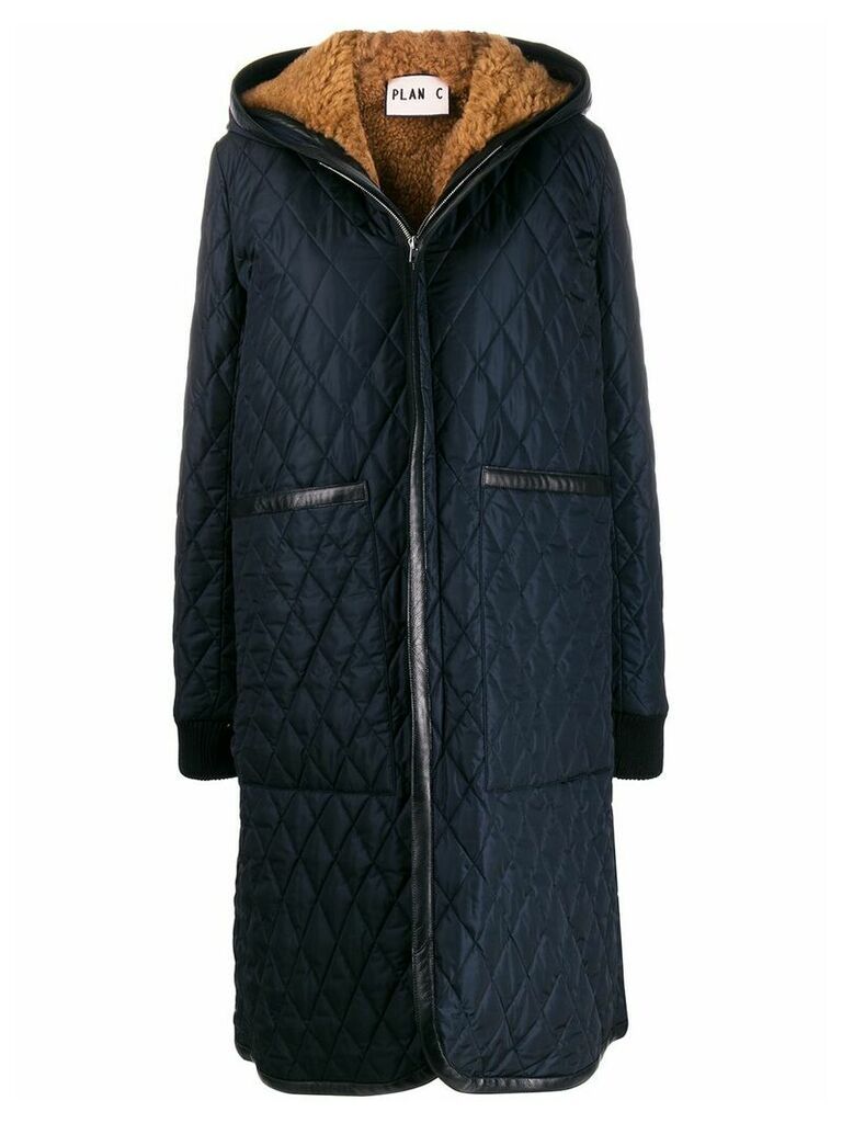 Plan C long quilted coat - Blue