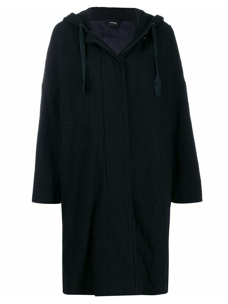 Aspesi long hooded coat - Blue