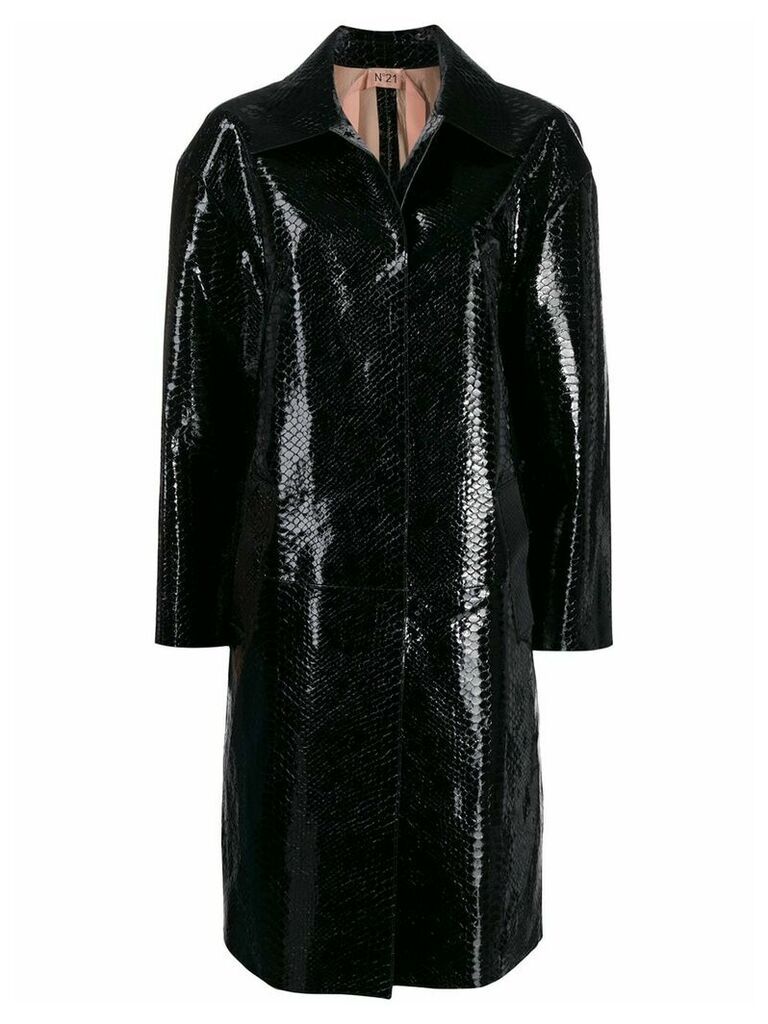 Nº21 snakeskin effect coat - Black