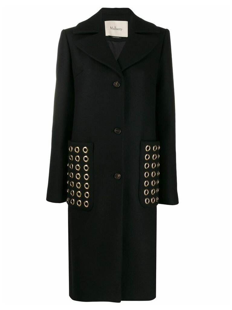 Mulberry rounded stud embellished coat - Black