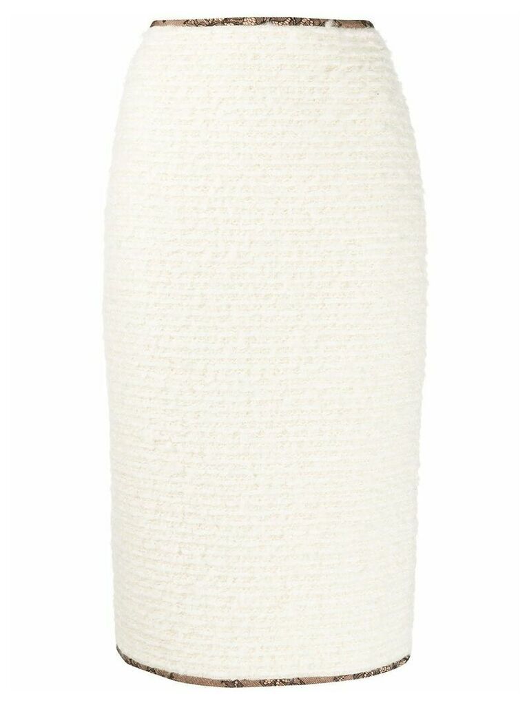 Rochas knitted zip-up pencil skirt - Neutrals