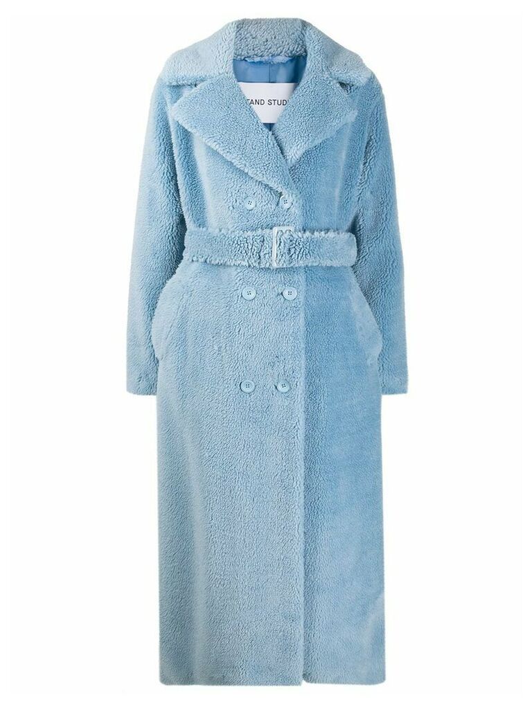 STAND STUDIO double-breasted belted coat - Blue