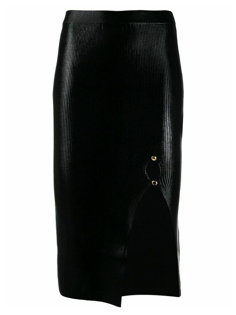 Versace Jeans Couture laminated-texture midi skirt - Black