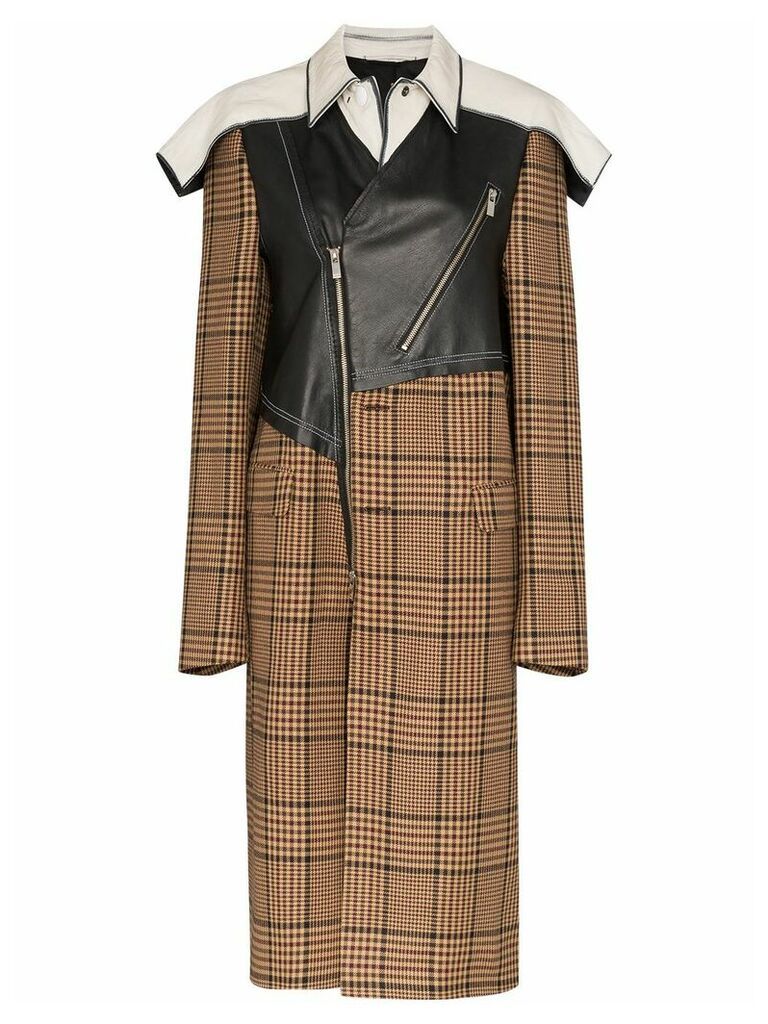 Duran Lantink contrast checked trench coat - Brown