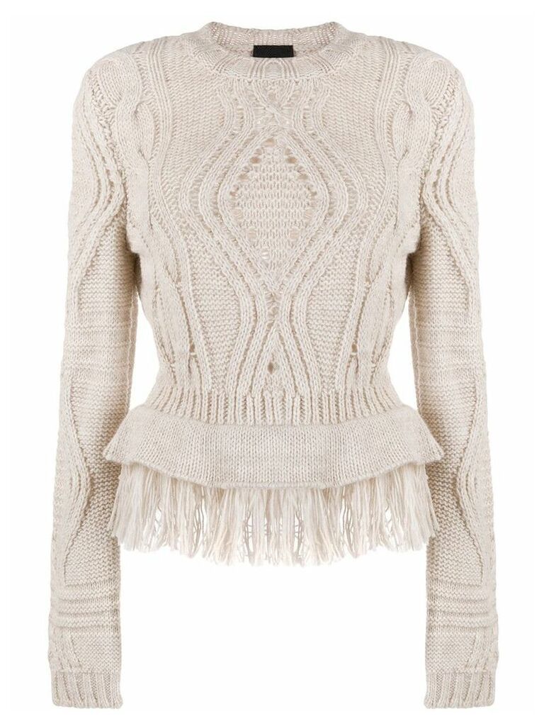 Just Cavalli cable knit fringed jumper - NEUTRALS