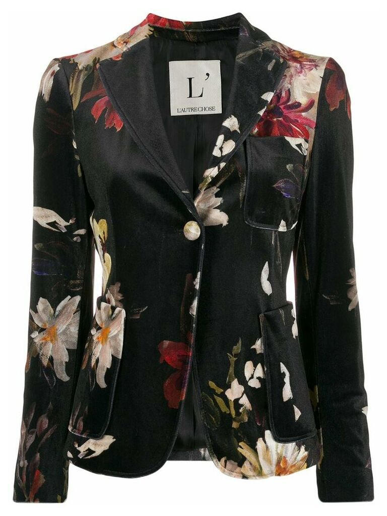 L'Autre Chose textured floral print blazer - Black