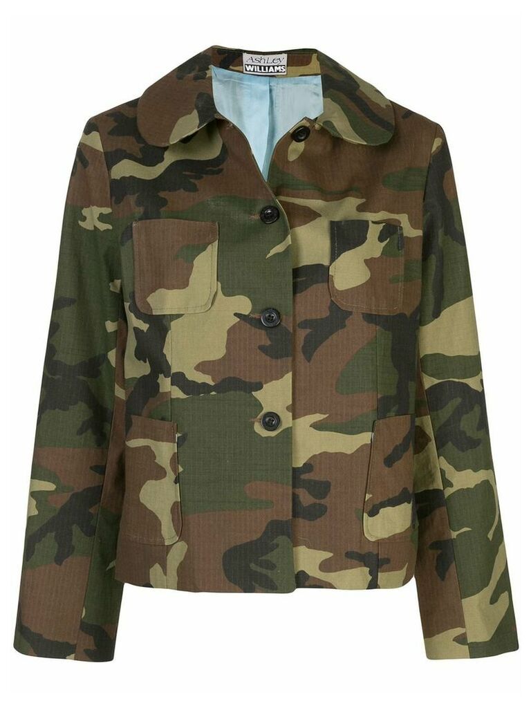 Ashley Williams camouflage print button-down jacket - Green