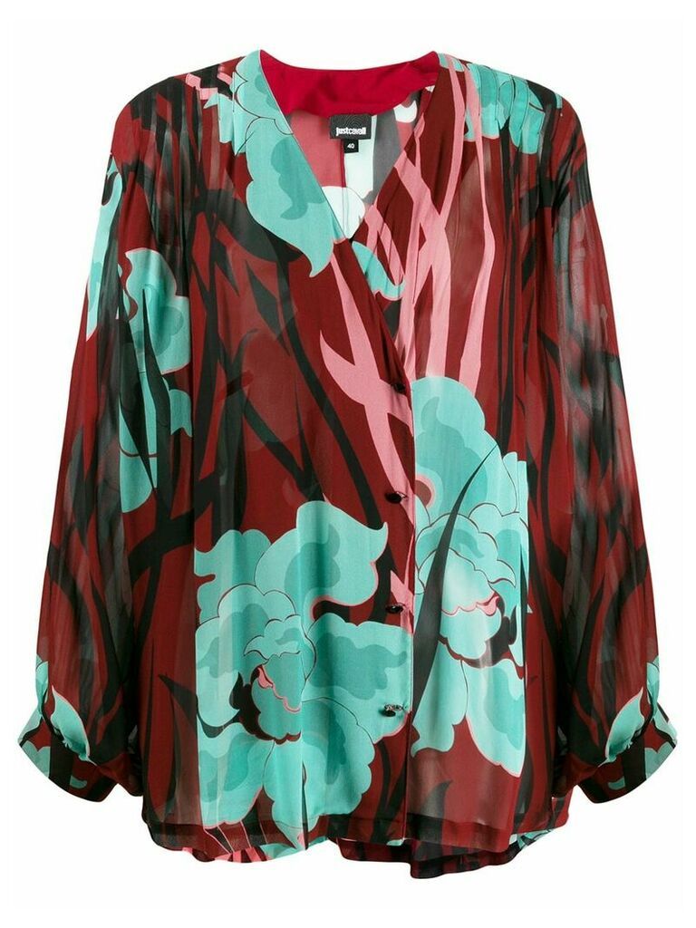 Just Cavalli loose fit floral print blouse - Red
