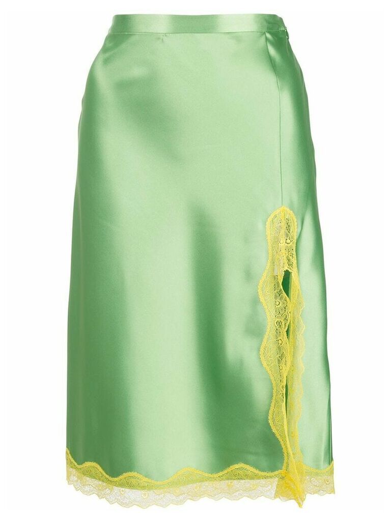 Callipygian neon yellow lace slip skirt - Green