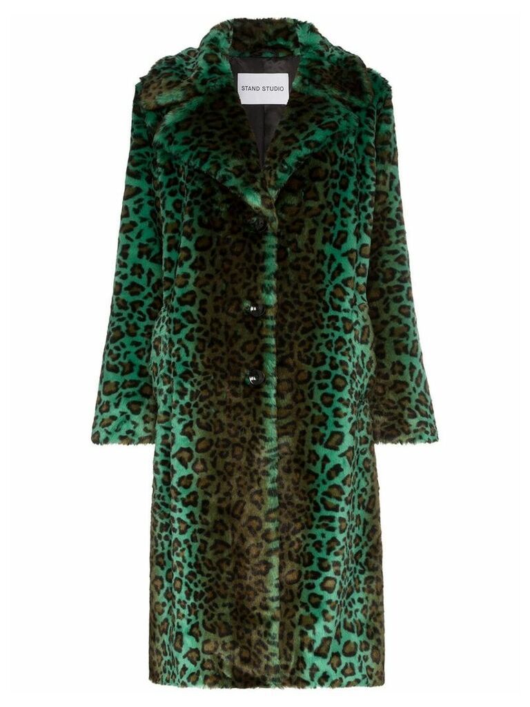 Stand Studio Fanny leopard-print faux fur coat - Green
