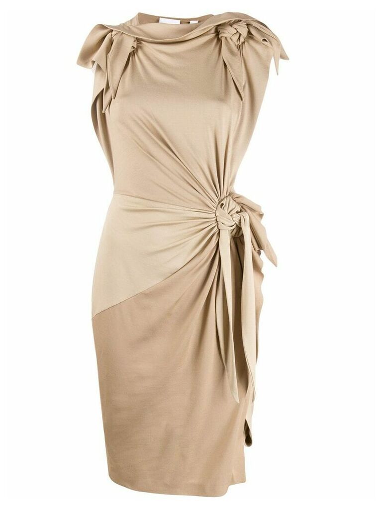 Burberry knot detail fitted dress - NEUTRALS