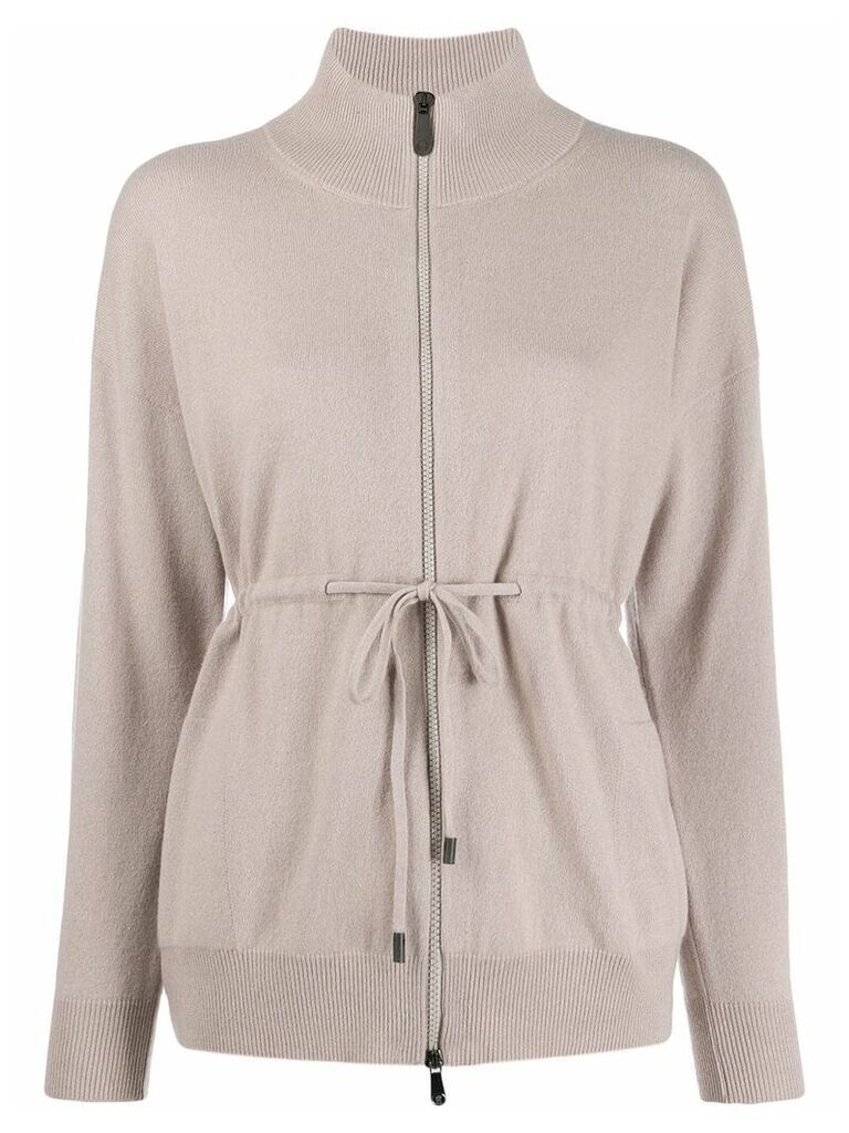 Peserico zipped fitted cardigan - NEUTRALS