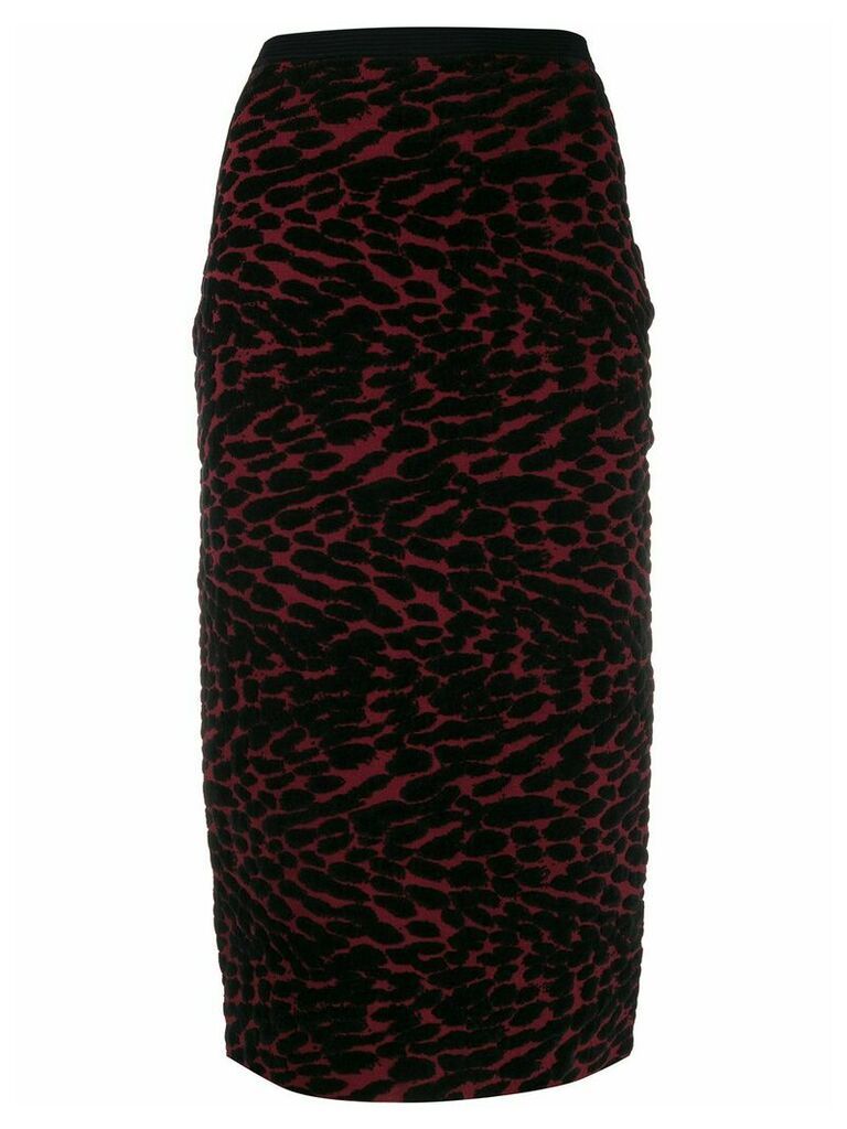 DVF Diane von Furstenberg knitted leopard pencil skirt - Red