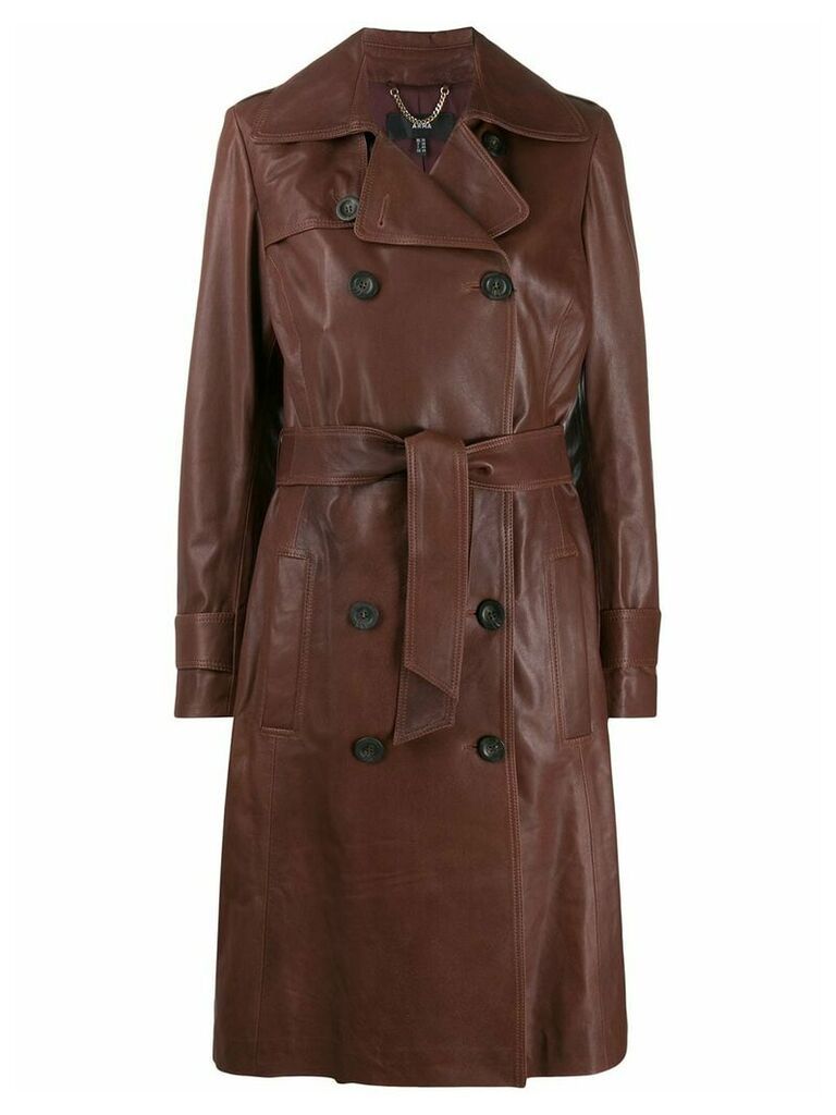 Arma double-breasted leather coat - Brown