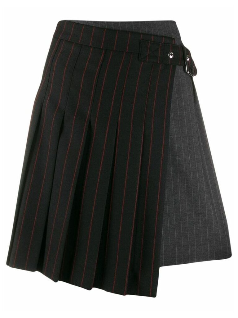 McQ Alexander McQueen pinstripe buckled skirt - Black
