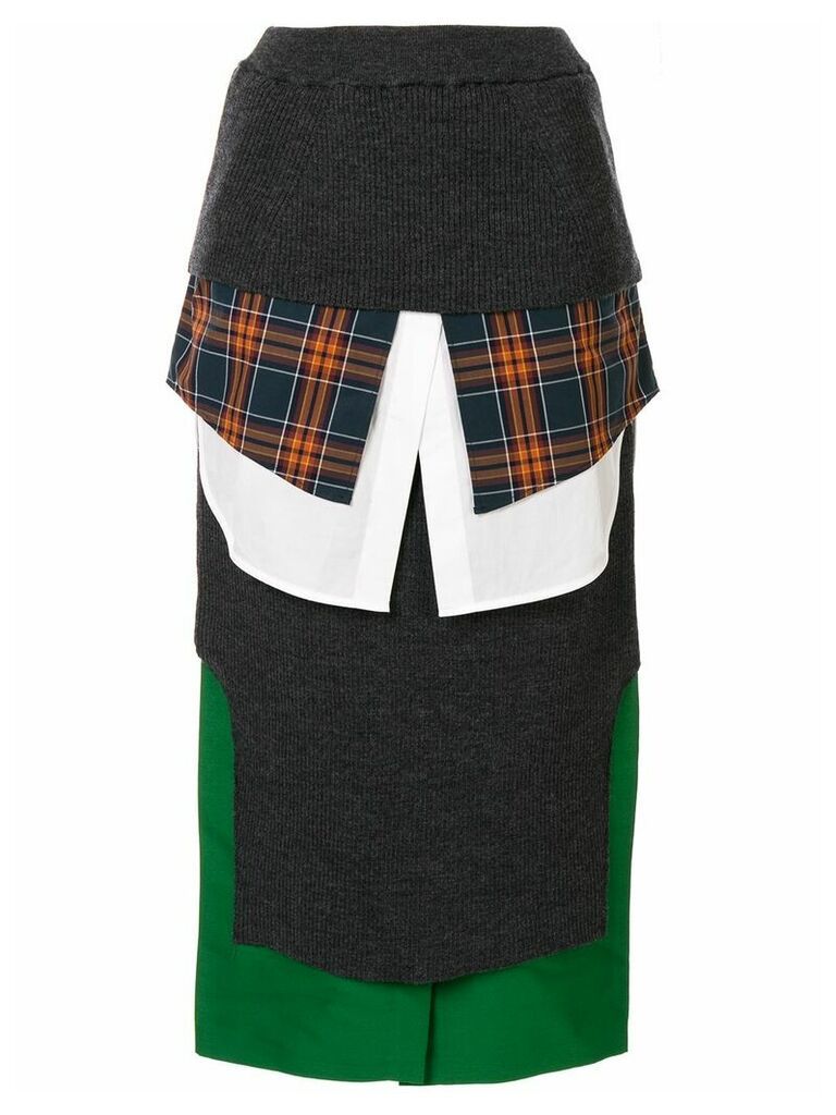 Enföld high-waisted panelled pencil skirt - Grey