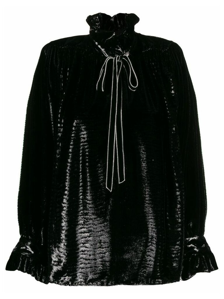 Saint Laurent crystal-embellished poet blouse - Black