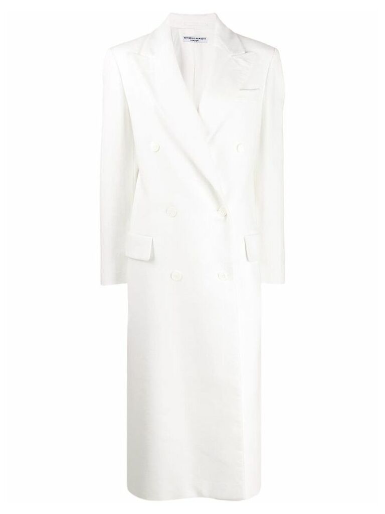 Katharine Hamnett London long double breasted coat - White