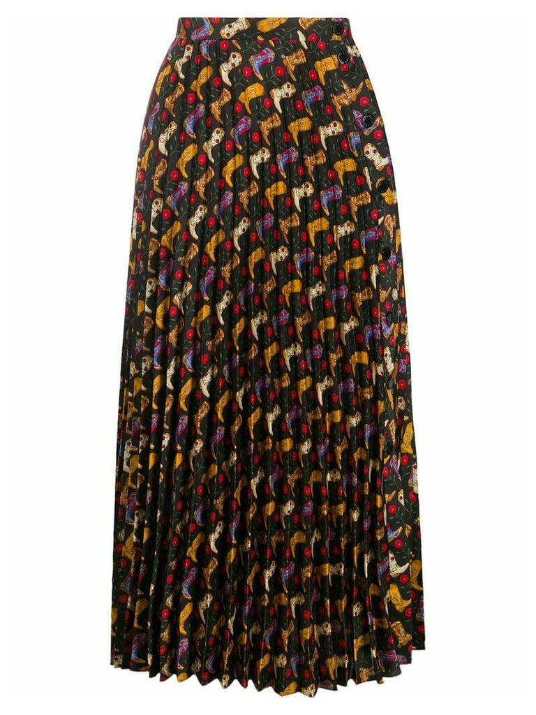 Sandro Paris patterned pleated midi skirt - Black