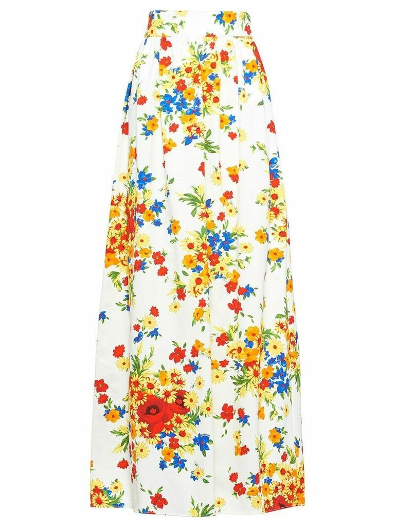 Miu Miu Drill floral print skirt - White