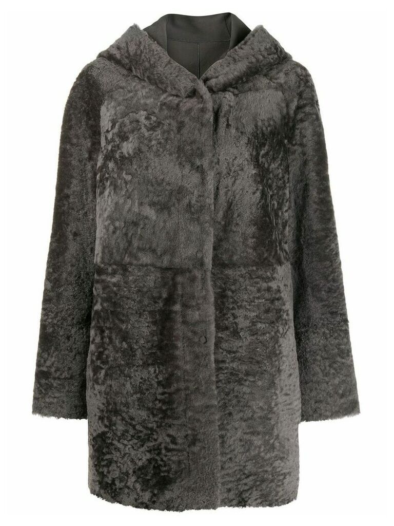 Drome hooded shearling coat - Grey