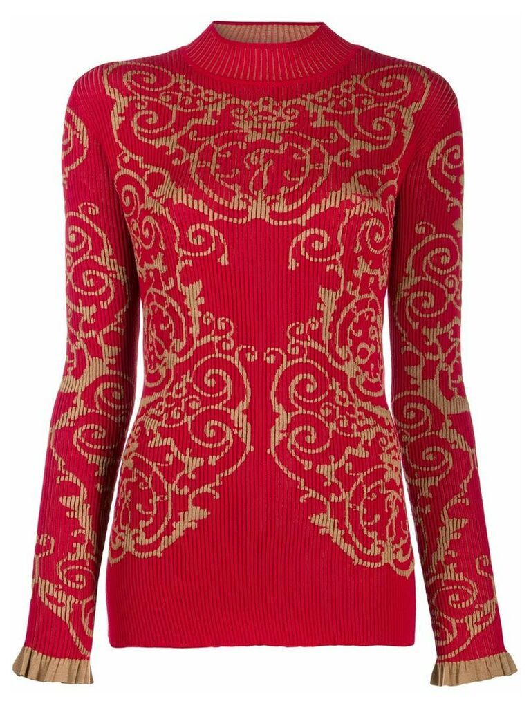 Fendi baroque print jumper - Red