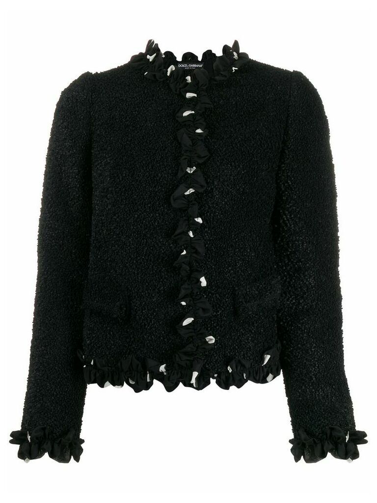 Dolce & Gabbana cropped ruffle trim jacket - Black