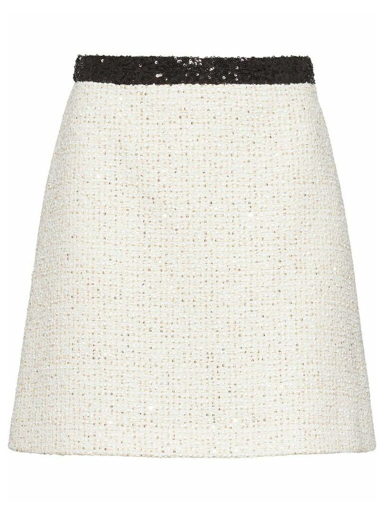 Miu Miu sequinned tweed skirt - White