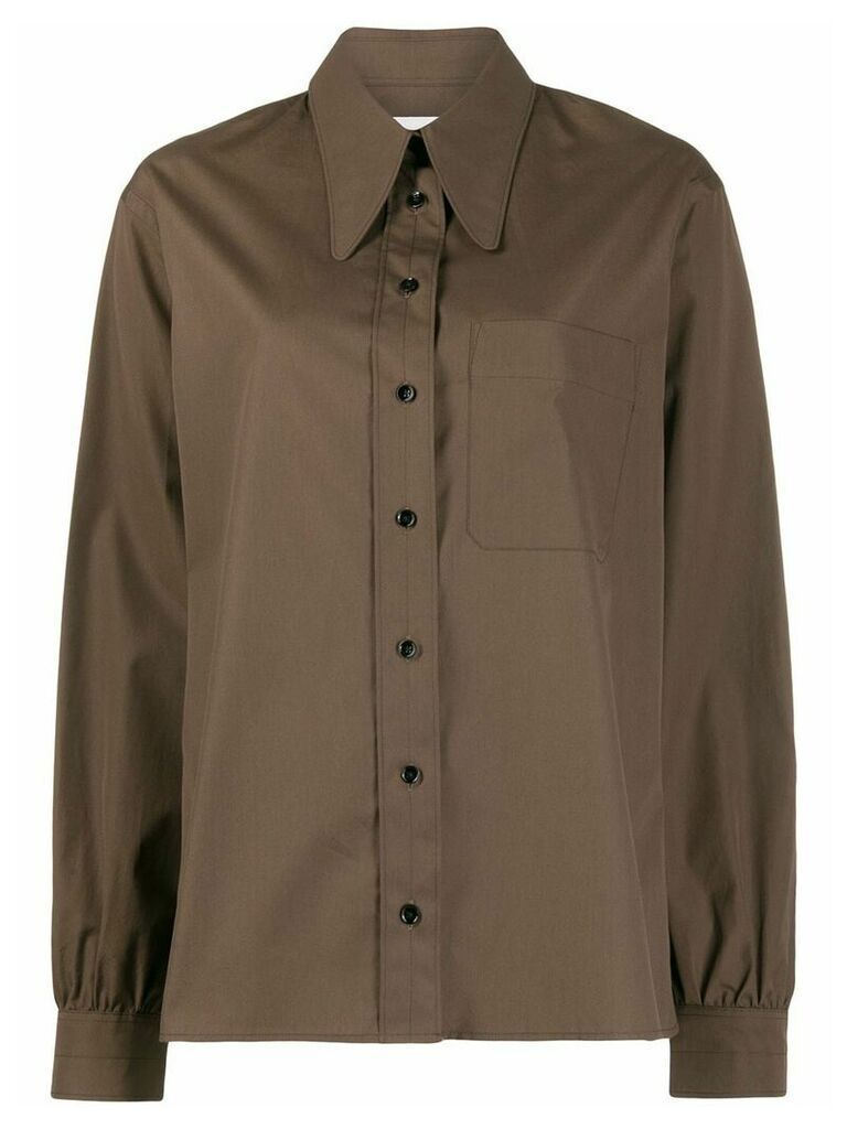 Lemaire boxy fit oversized collar shirt - Brown