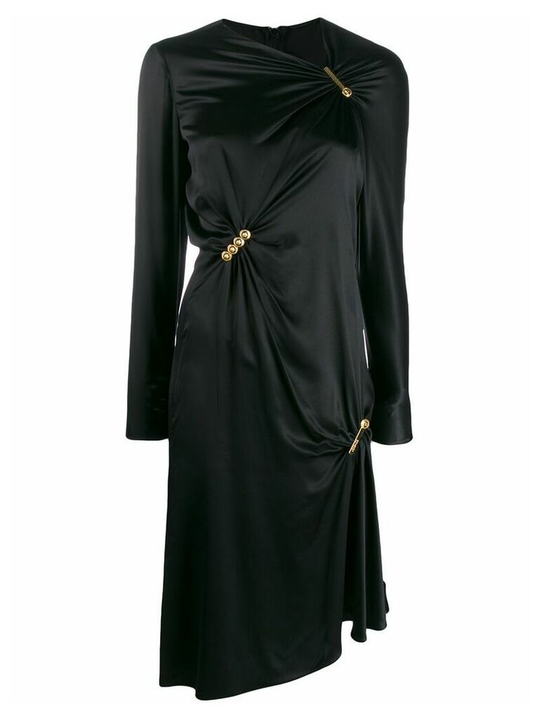 Versace pin clip draped midi dress - Black