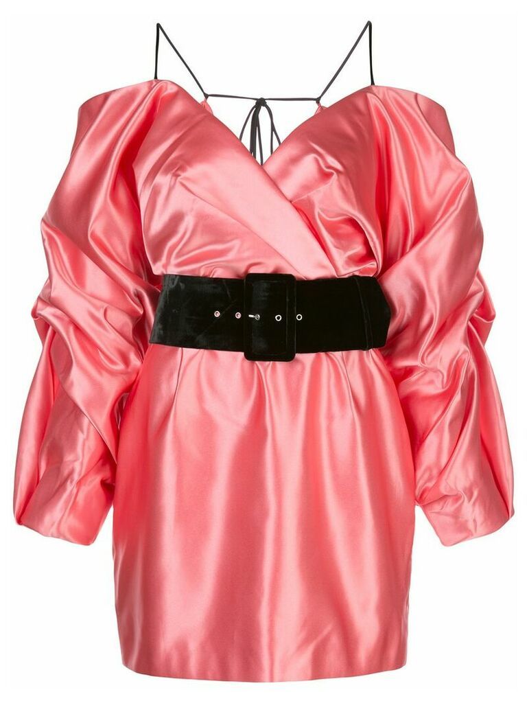 RASARIO Cold-Shoulder belted dress - PINK