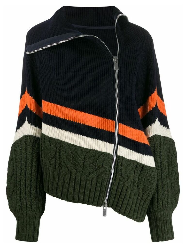Sacai zip-up knitted jumper - Blue