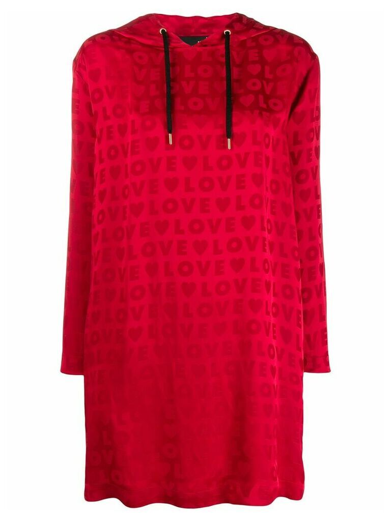 Love Moschino logo jacquard hoodie dress - Red