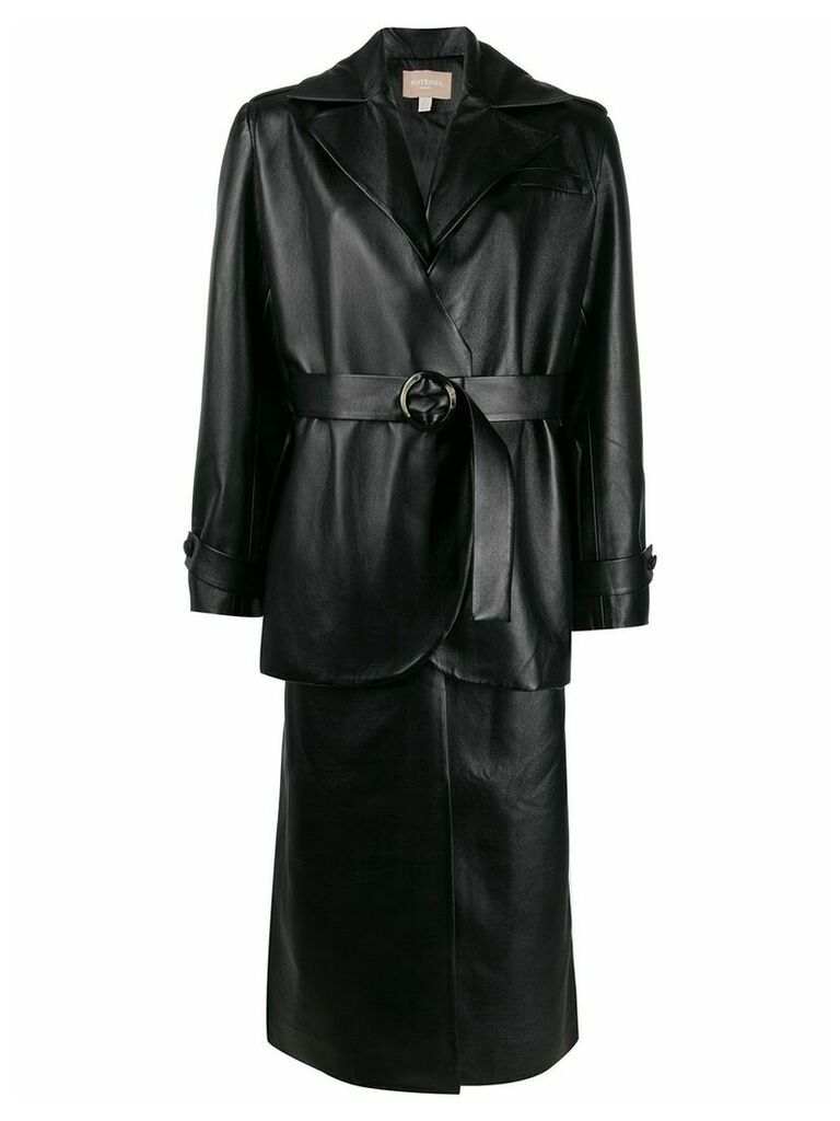 Matériel layered belted coat - Black