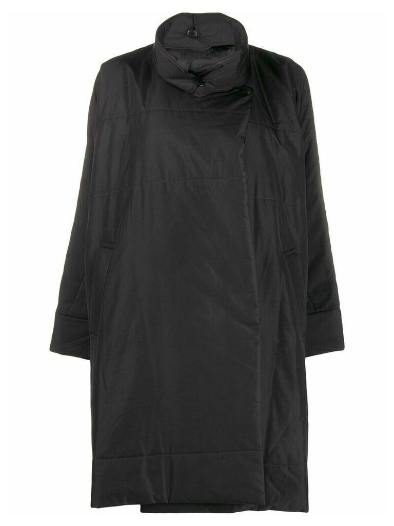 Pleats Please Issey Miyake oversized funnel-neck coat - Black