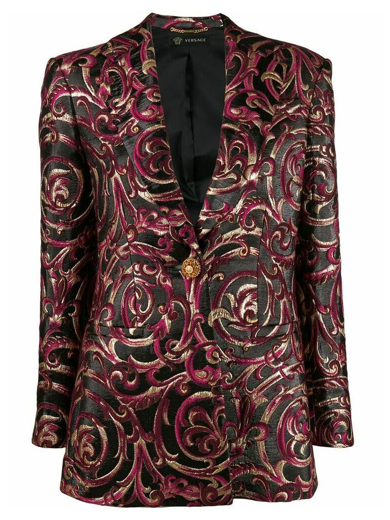 Versace Barocco jacquard embellished blazer - Black