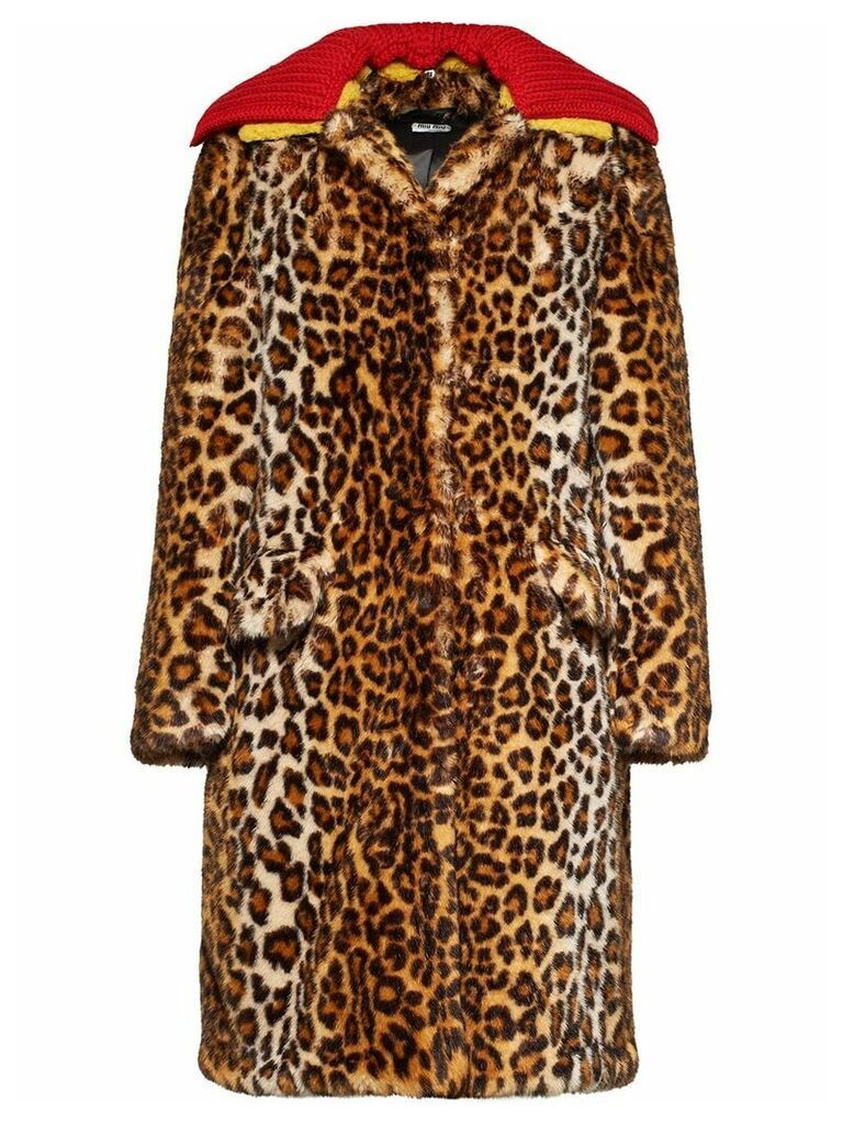 Miu Miu faux fur leopard print coat - Green