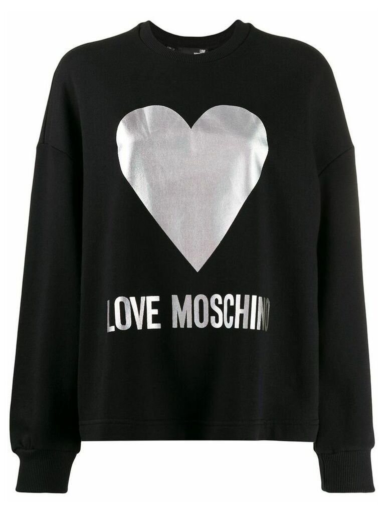 Love Moschino foil heart print sweatshirt - Black