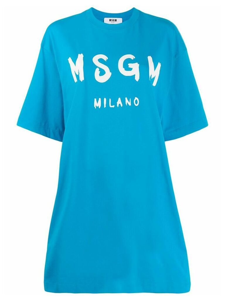 MSGM printed logo T-shirt dress - Blue