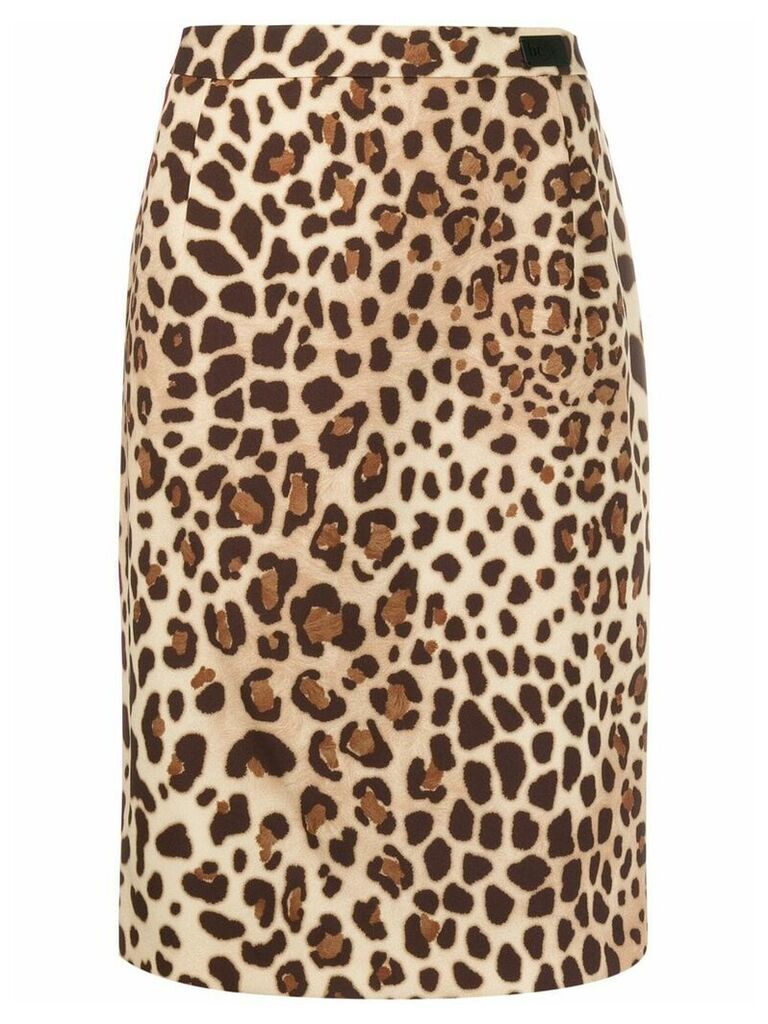 be blumarine leopard print pencil skirt - Brown