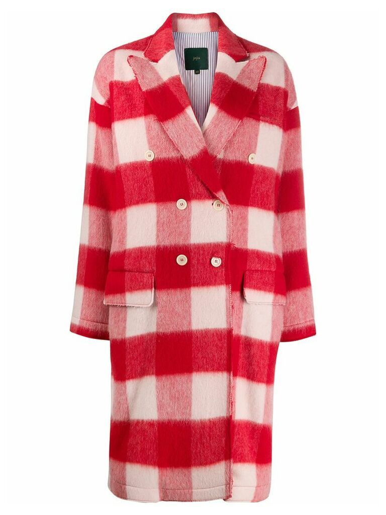 Jejia check print oversized coat - Red