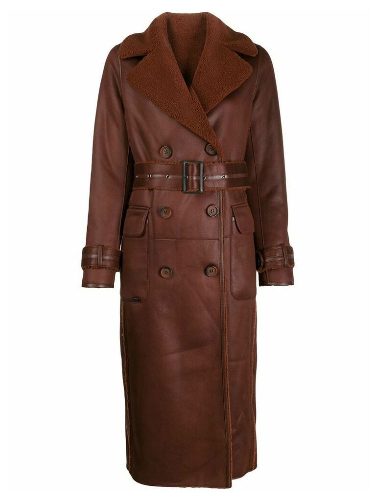 Urbancode long faux-leather coat - Brown