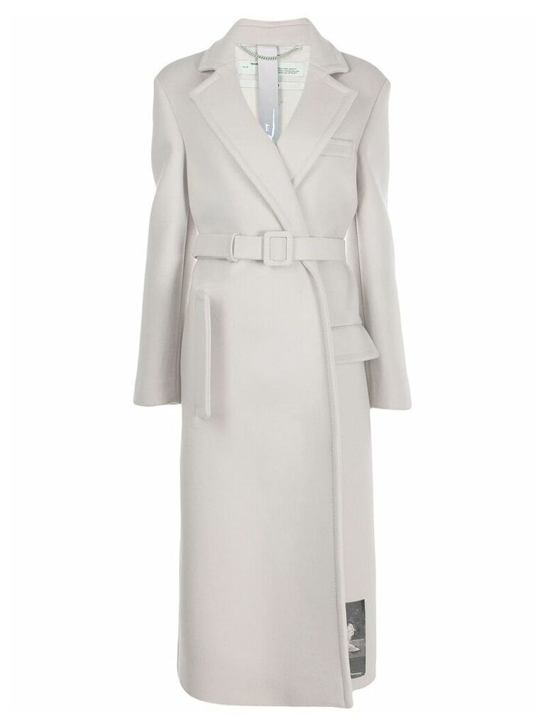 Off-White painting patch belted coat - NEUTRALS