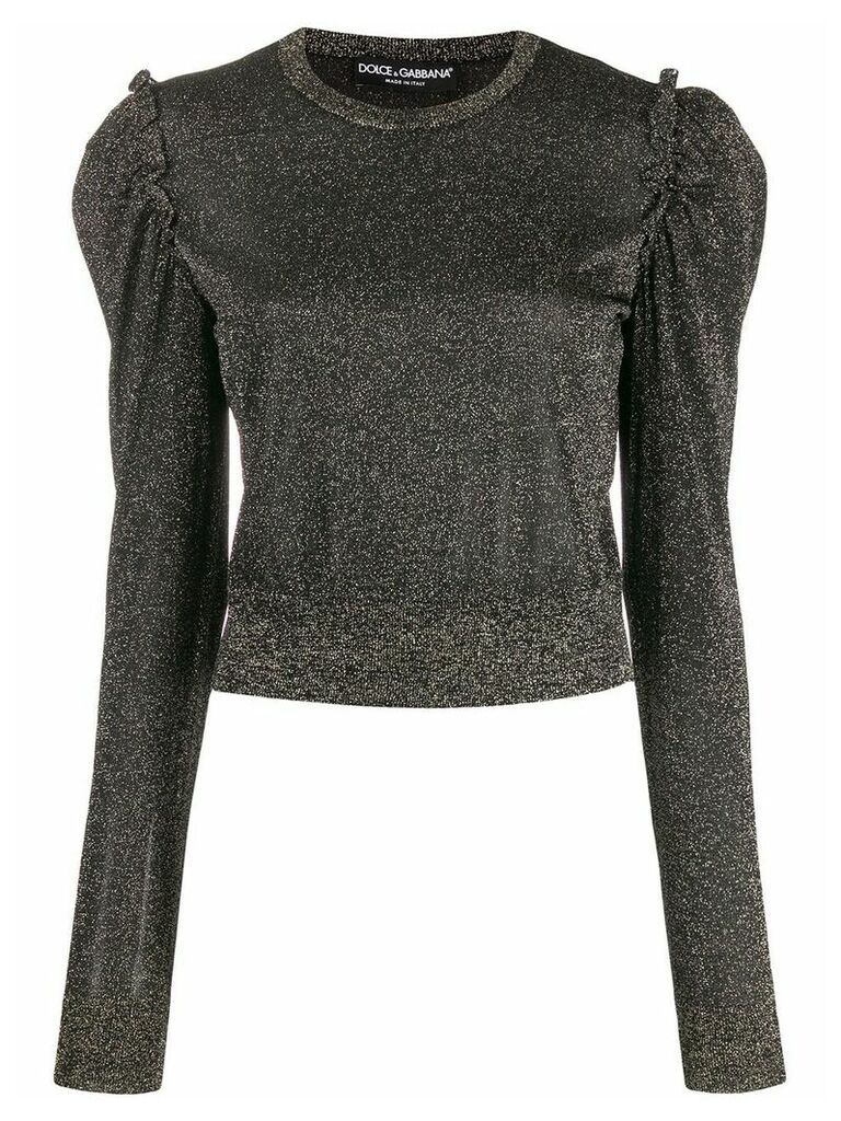 Dolce & Gabbana lurex ruffled shoulder sweater - Black