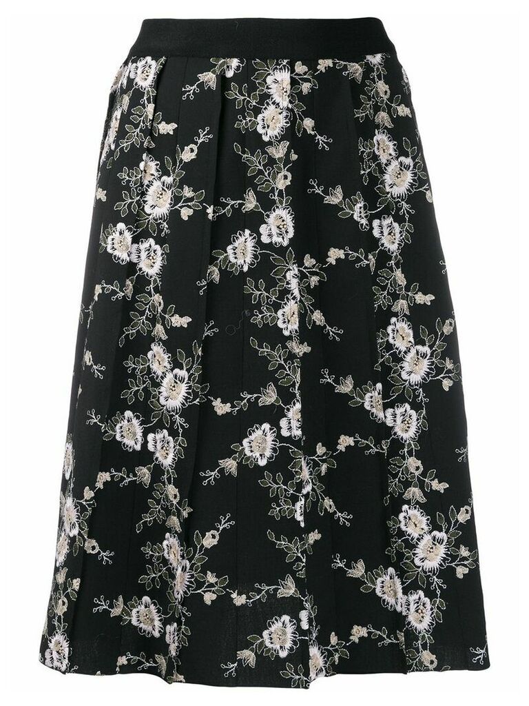Giambattista Valli floral embroidered pleated skirt - Black