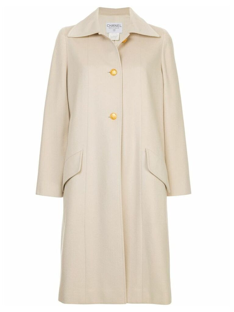 Chanel Pre-Owned cashmere midi coat - White