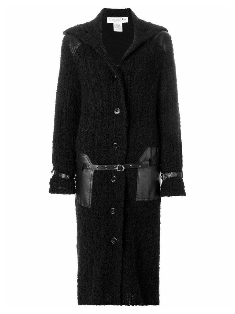 Christian Dior pre-owned belt detailing long coat - Black