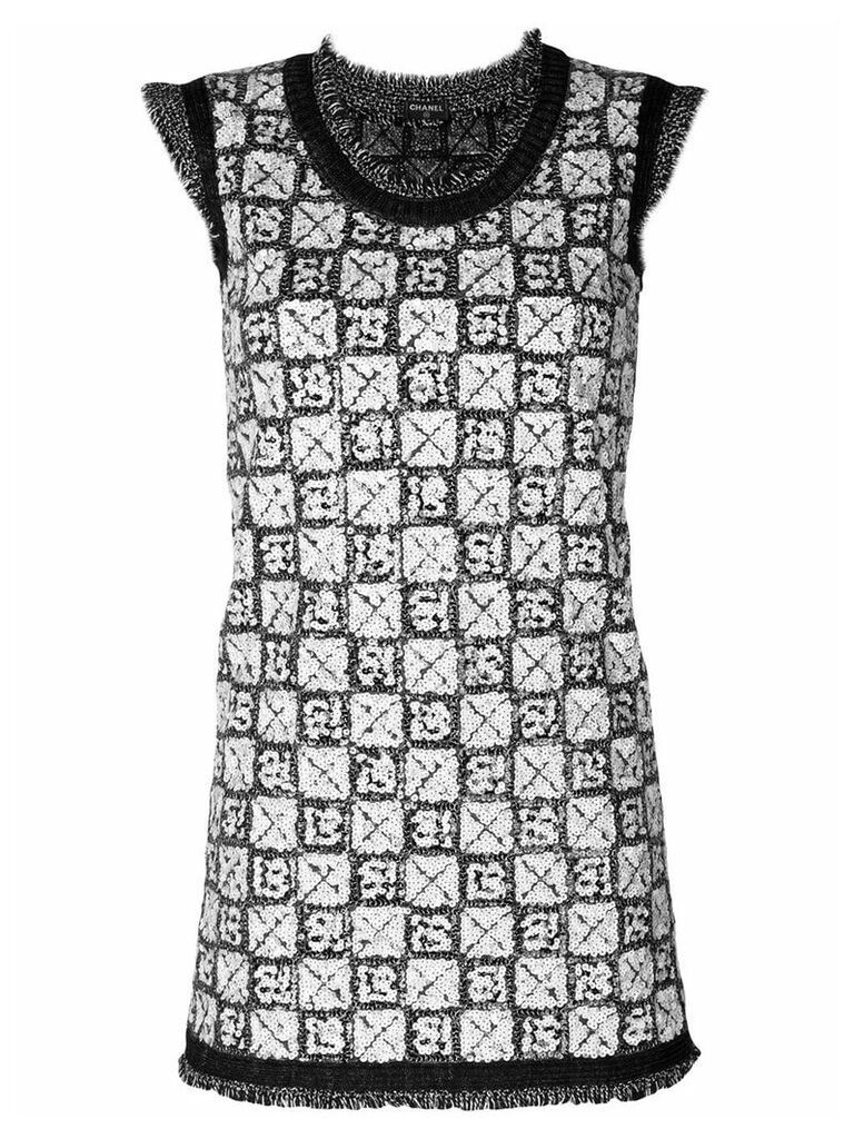 Chanel Pre-Owned sequinned knitted dress - Grey