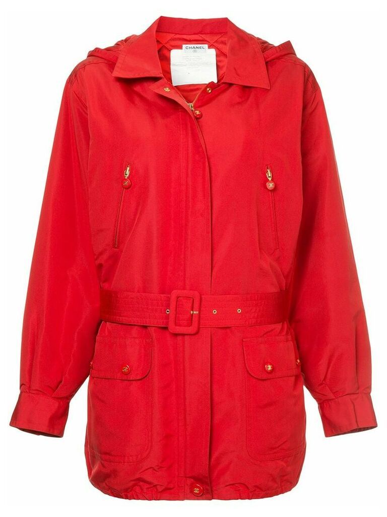 Chanel Pre-Owned hooded belted jacket - Red